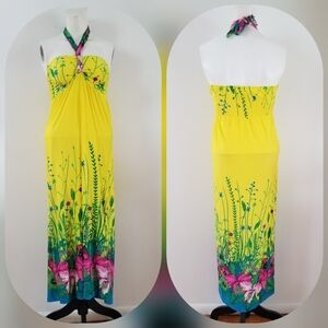 Angela Yellow Floral design maxi dress/skirt